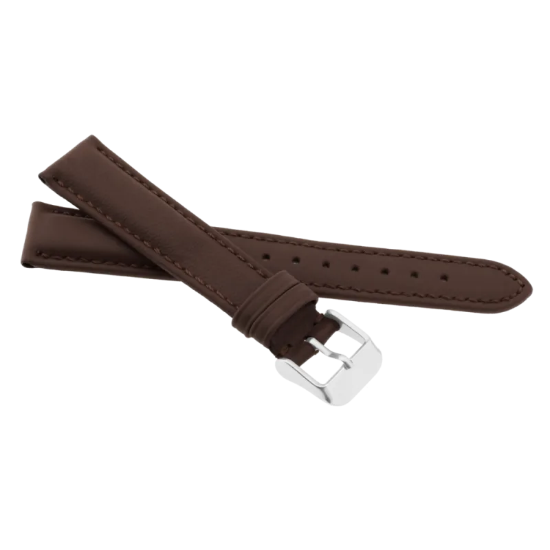 JVD Hnědý kožený prošívaný řemínek na hodinky R20602/20