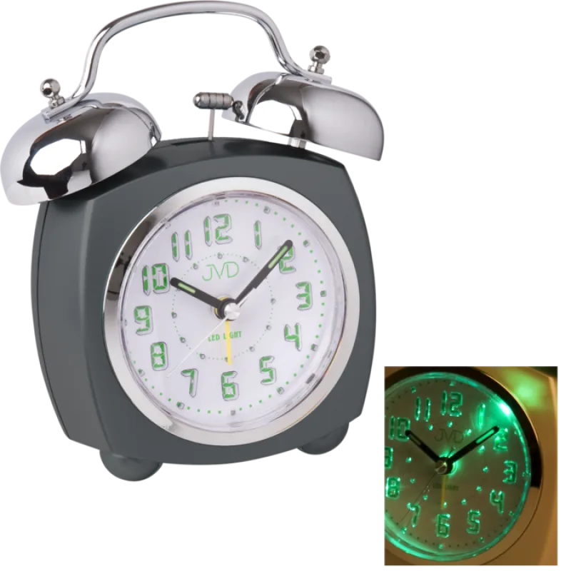 Netikající tichý LED svítící budík JVD sweep SRP930.2 mechanické zvonění