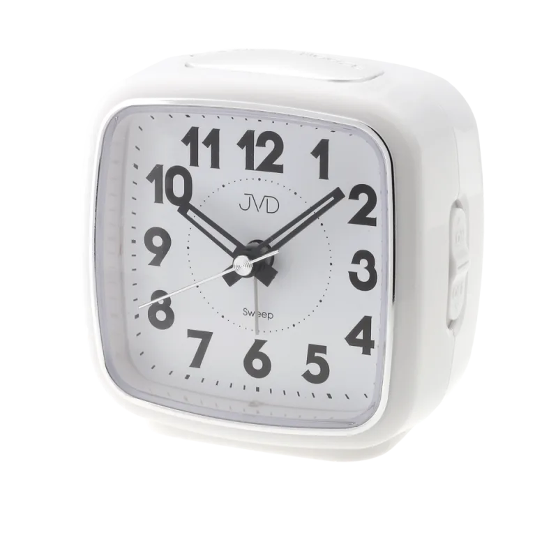 JVD Netikající tichý bílý bateriový budík JVD SRP878.3