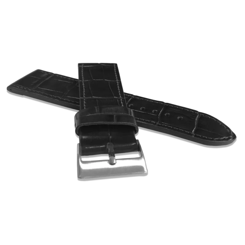 LAVVU Černý prošitý řemínek CROCO z luxusní kůže Top Grain - 22 LSJUB22