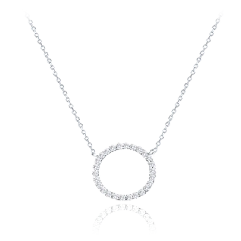 MINET Náhrdelník z bílého zlata kroužek s bílými zirkony Au 585/1000 2,20g JMG0027WSN47