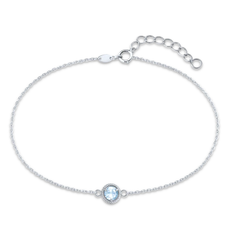 MINET Decentní náramek z bílého zlata s modrým zirkonem Au 585/1000 0,75g JMG0318BSB16