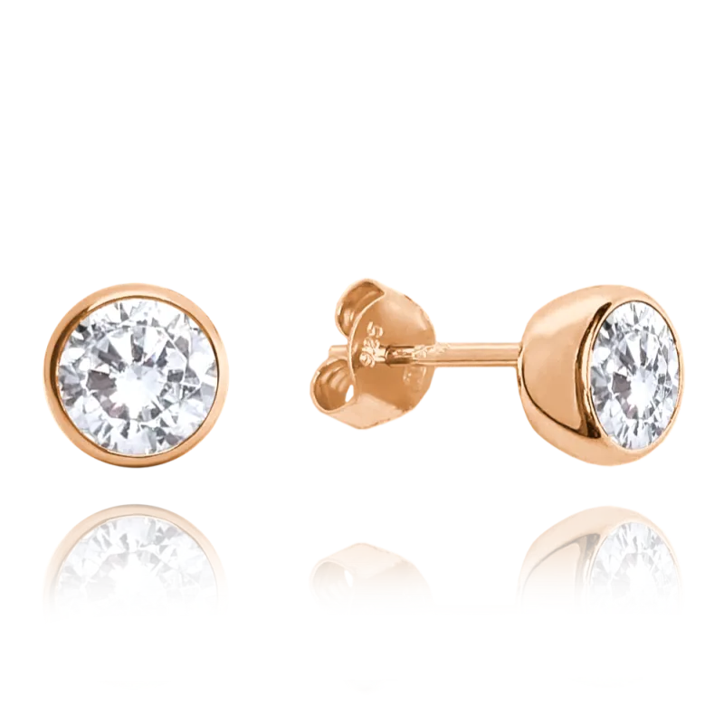 MINET Rose gold stříbrné náušnice PECKY s bílými zirkony 4 mm JMAN0301RE00