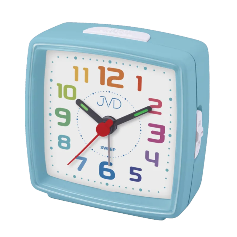 JVD Dětský bateriový modrý ručkový netikající tichý budík JVD SRP2811.4