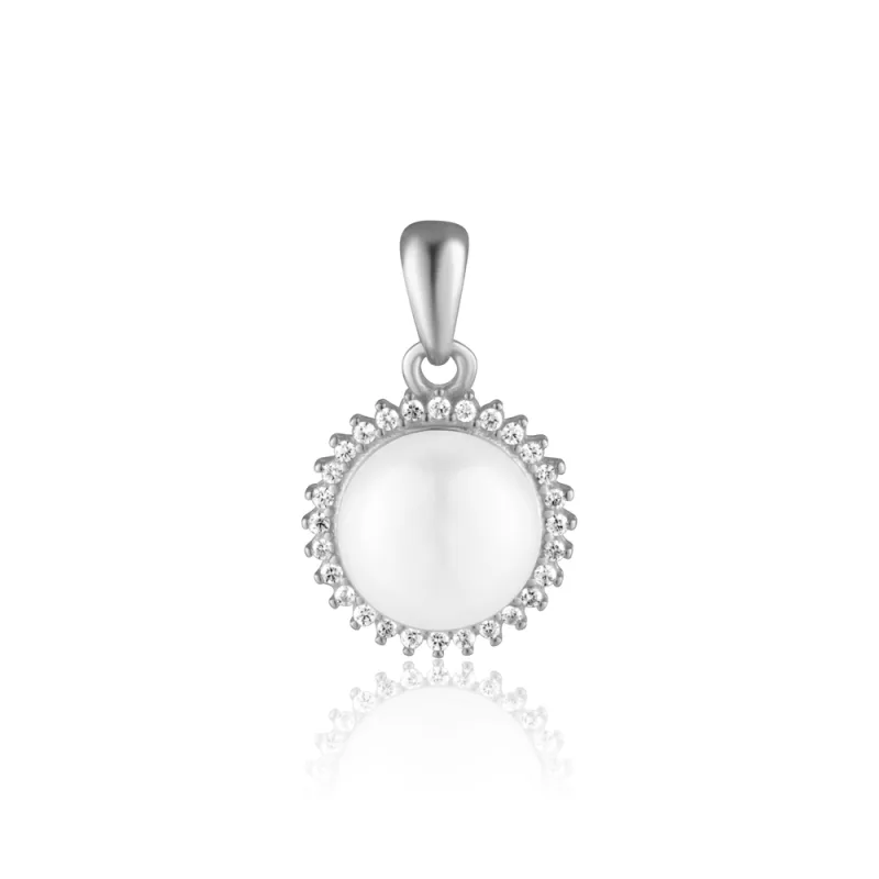 JVD Dámský stříbrný přívěsek se zirkony a perlou SVLP2122XH2P100