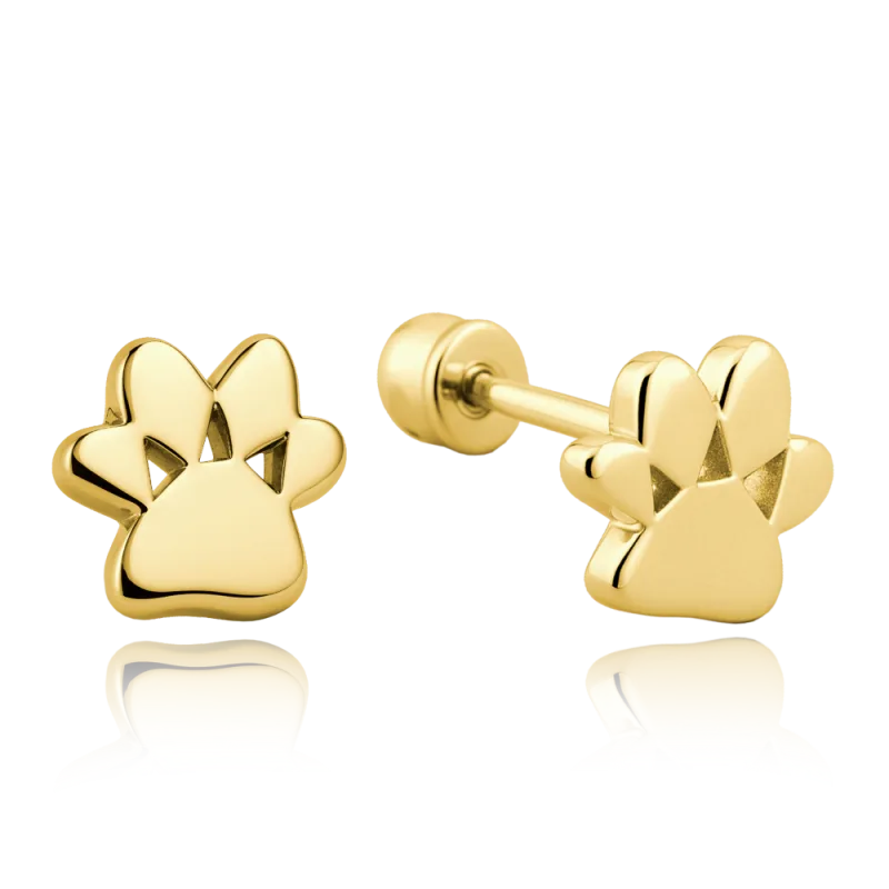 MINET Zlaté náušnice tlapky na šroubek Au 585/1000 1,80g JMG0105WGE01