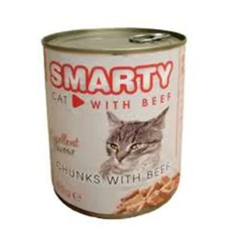SMARTY Cat Hovězí chunks, konzerva 810g
