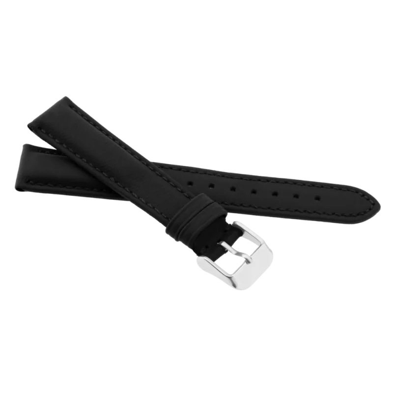 JVD Černý kožený prošívaný řemínek na hodinky R20601/12