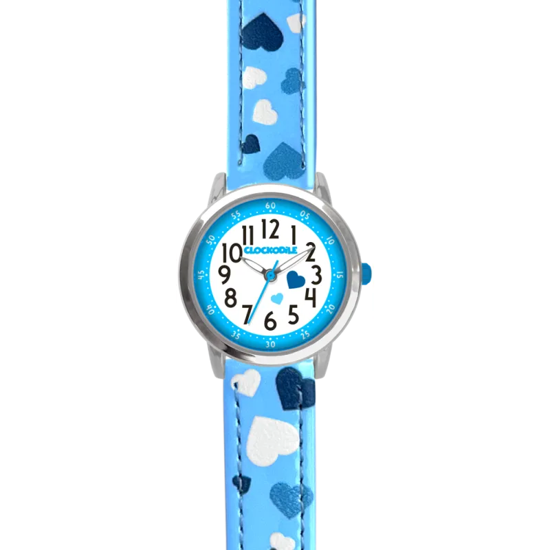 CLOCKODILE Modré dívčí dětské hodinky SRDÍČKA CWG5210