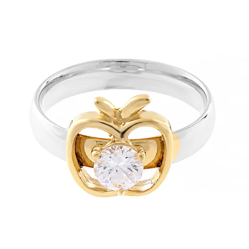 Nerezový prsten Golden Apple (velikost 58) - stříbrnozlaté barvy