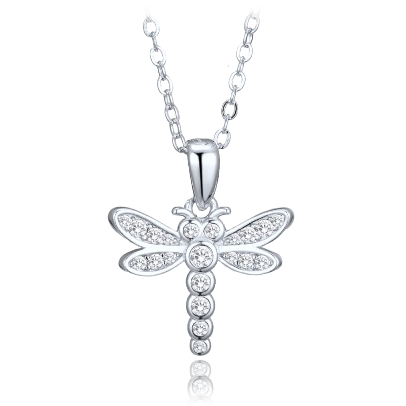 MINET Dětské stříbrné náušnice vážka se zirkony