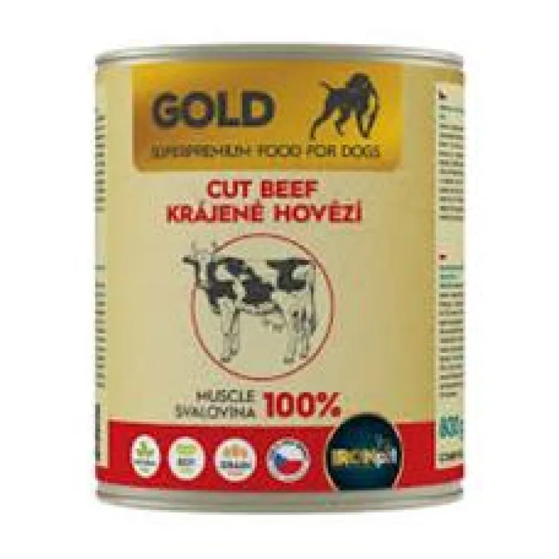 IRONpet Gold Dog Hovězí krájená svalovina, konzerva 400g