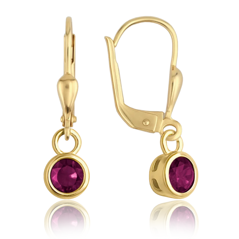 MINET Elegantní zlaté náušnice s vínovými zirkony Au 585/1000 1,80g JMG0311RGE00