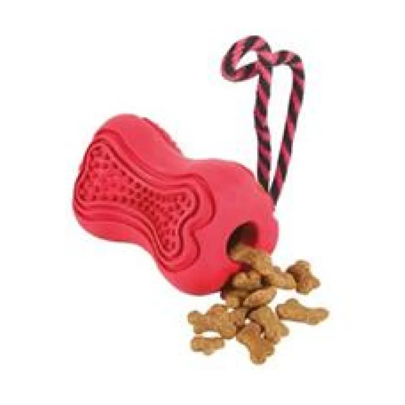 Hračka pes TITAN gumová kost s lanem červená Zolux M