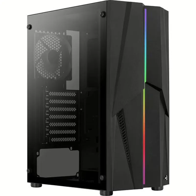 Aerocool Mecha, skrinka ATX, RGB LED, 1x fan, čierna Mecha-G-BK-v1