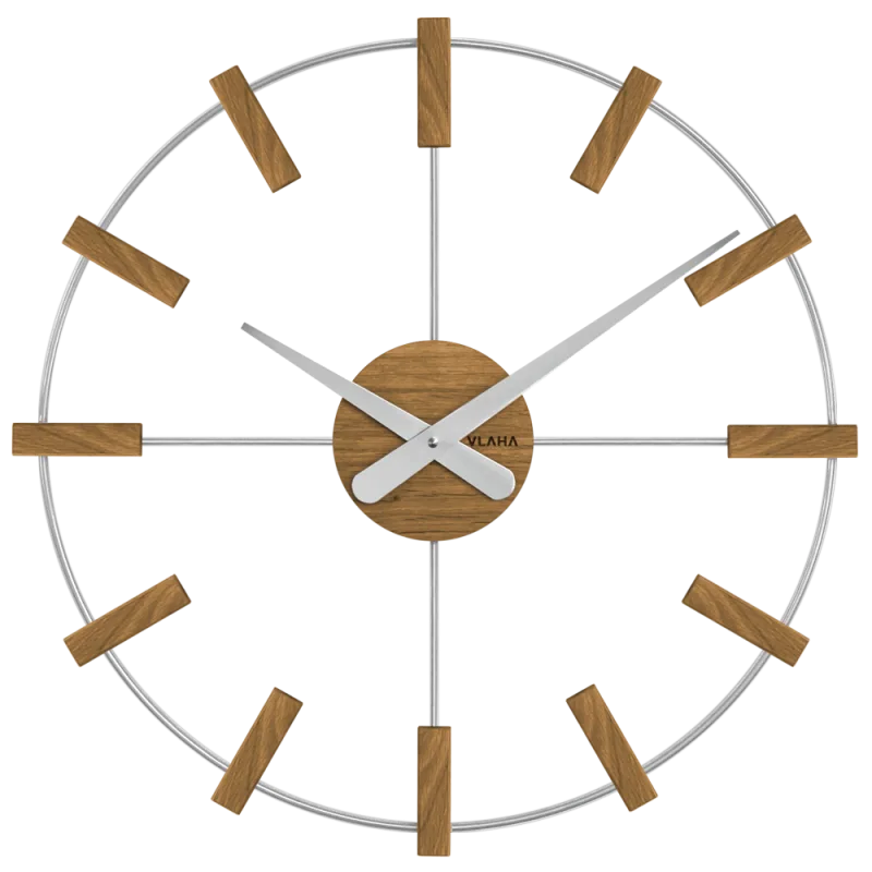 VLAHA Dřevěné stříbrné hodiny VLAHA STUDIO vyrobené v Čechách VCT1061