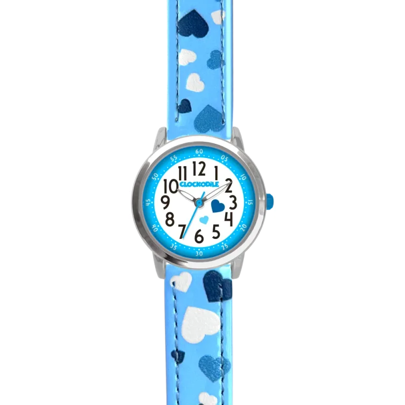 CLOCKODILE Náramkové modré dívčí dětské hodinky SRDÍČKA  CWG5210