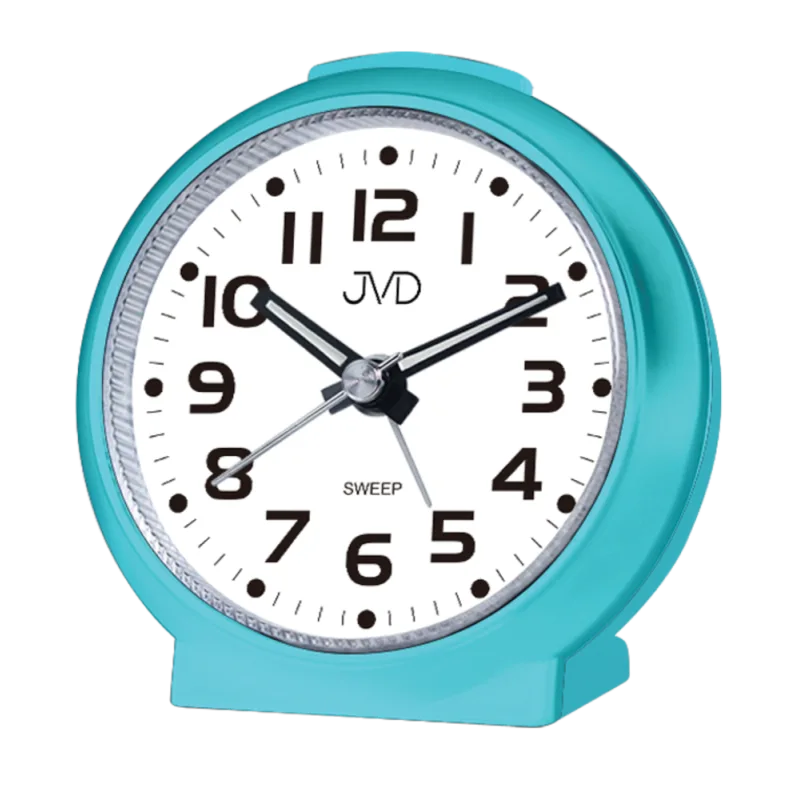 JVD Modrý tichý netikající budík s osvětlením JVD SRP8514.1