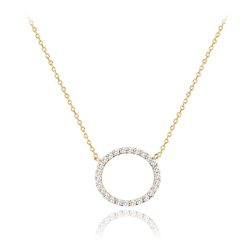 MINET Zlatý náhrdelník kroužek s bílými zirkony Au 585/1000 2,05g JMG0027WGN48