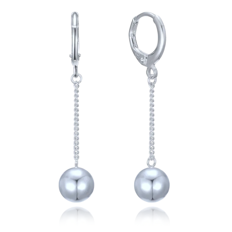 MINET Řetízkové stříbrné visací náušnice s kuličkami JMAS0302SE00