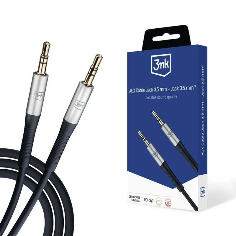 3mk audio kabel - AUX Cable Jack 3, 5 mm - Jack 3, 5 mm, délka 1 m, …