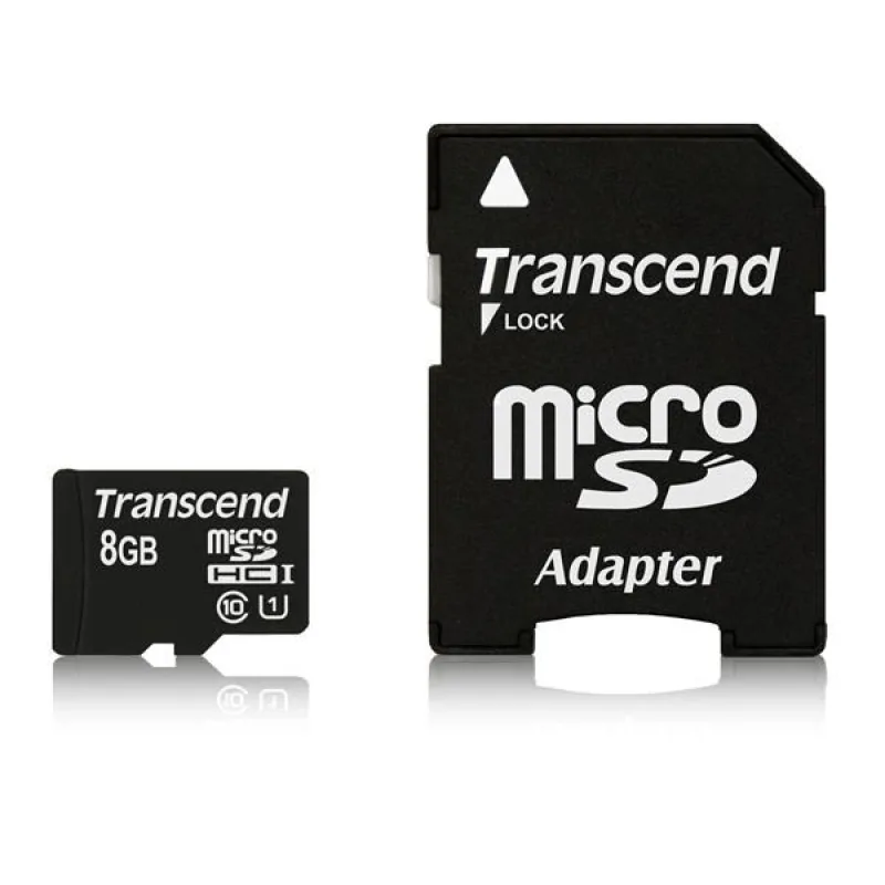 Karta TRANSCEND MicroSDHC 8GB Premium, Class 10 UHS-I 300x + adaptér…