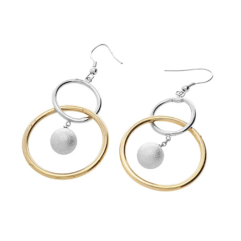 MPM Dámské ocelové zlacené visací nerezové náušnice 5967 - stříbrnozlaté barvy SER.5967