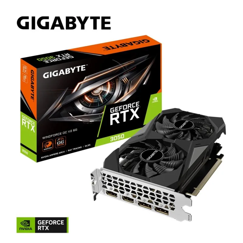 GIGABYTE VGA NVIDIA GeForce RTX 3050 WINDFORCE OC 6G V2, 6G GDDR6, 2xDP…