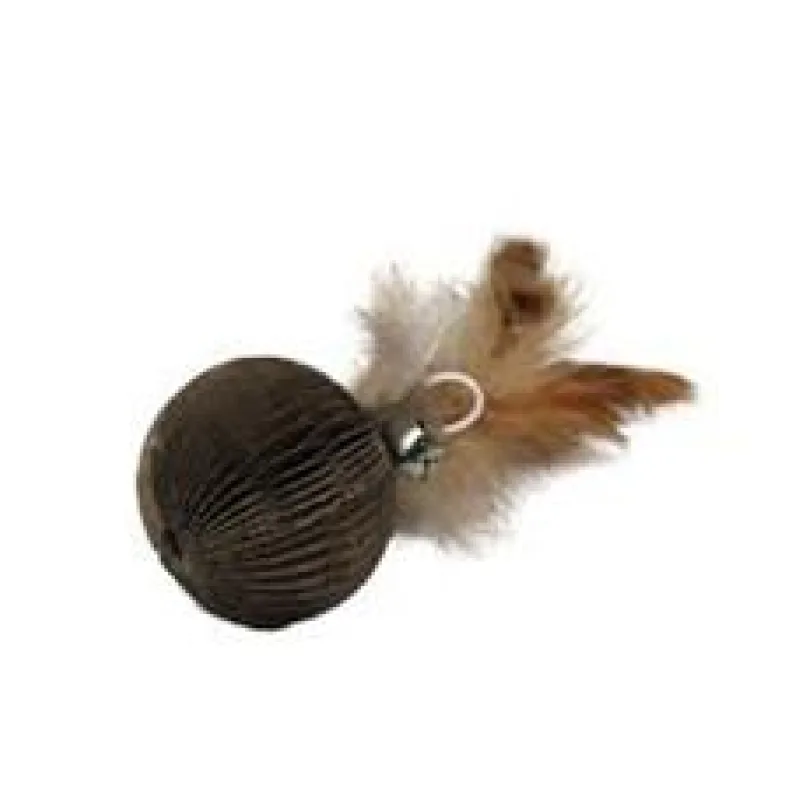 Koule kartonová s peřím a rolničkou 1ks/4cm