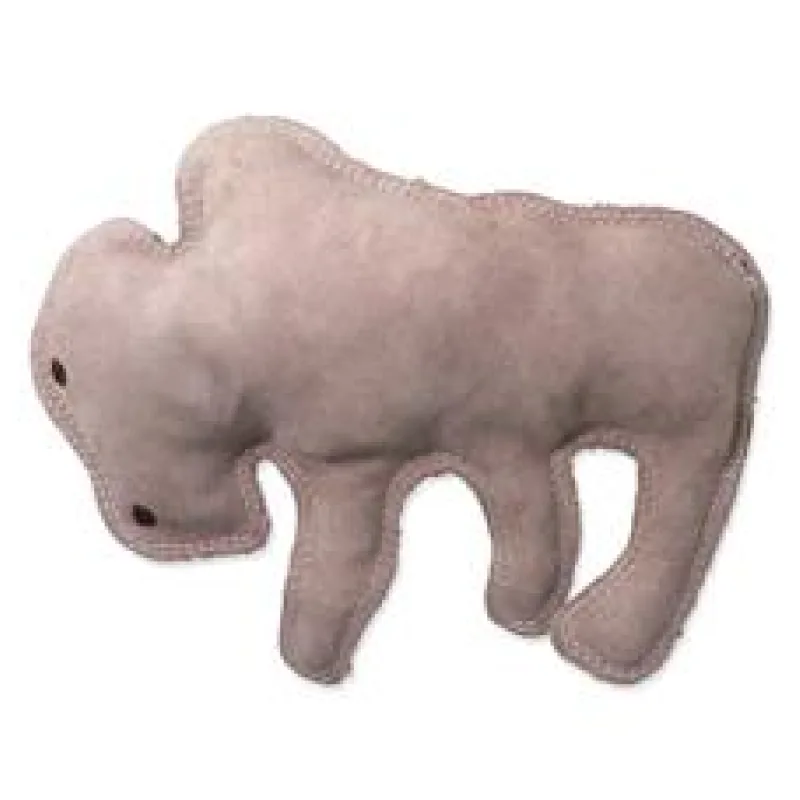 Hračka DOG FANTASY Dura-fused kůže a juta bizon pískací 28 cm