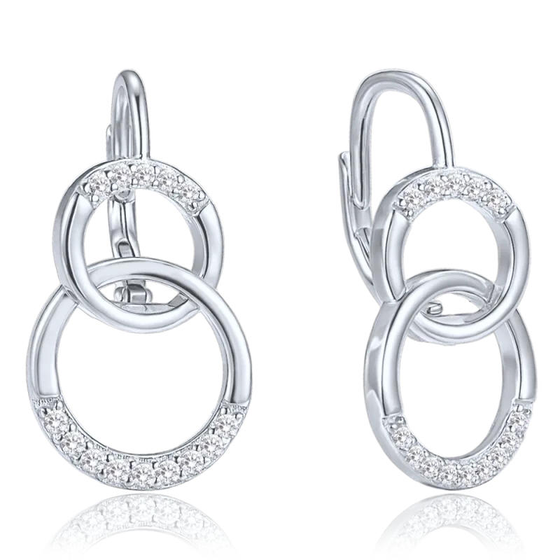 MINET Luxusní stříbrné náušnice s bílými zirkony