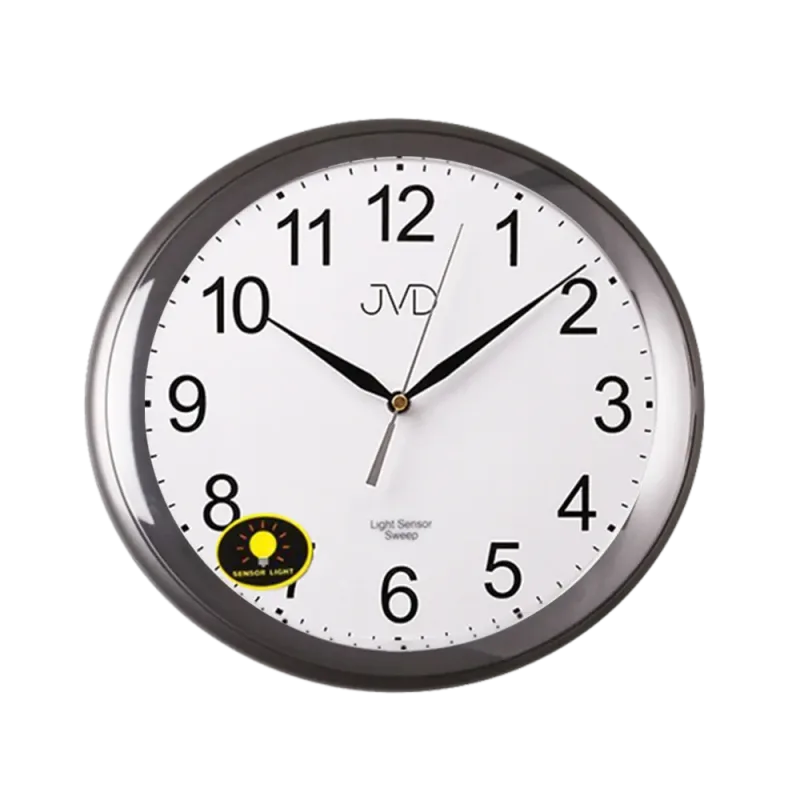 Tmavě šedé netikající tiché nástěnné hodiny JVD HP663.8