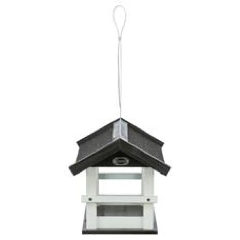NATURA venkovní krmítko závěsné, salaš, 36 × 25 × 25 cm, glazovaná borovice, černá/bílá 1 ks
