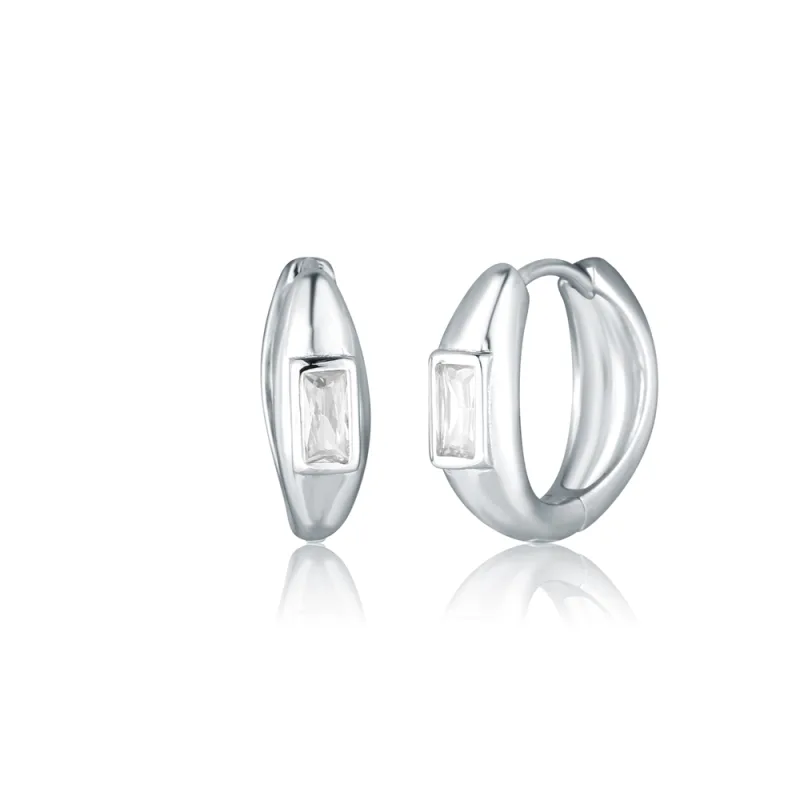 JVD Dámské stříbrné kruhové náušnice se zirkony SVLE0850SH2BI00