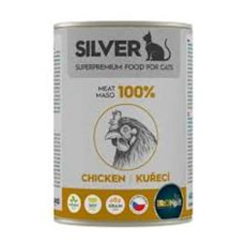 IRONpet Silver Cat Kuřecí 100% masa, konzerva 400g