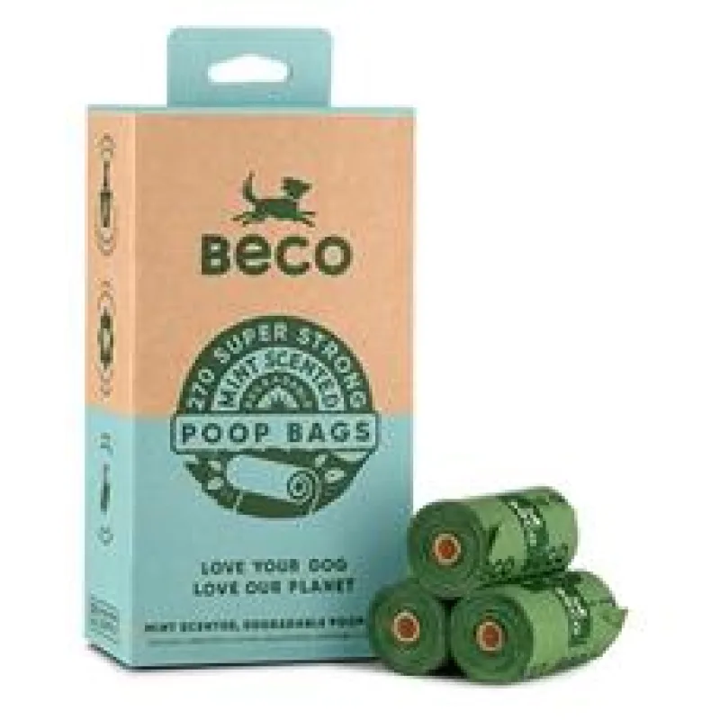 Sáčky na exkrementy Beco, 60 ks, s peprmintovou aroma, z recyklovaných materiálů