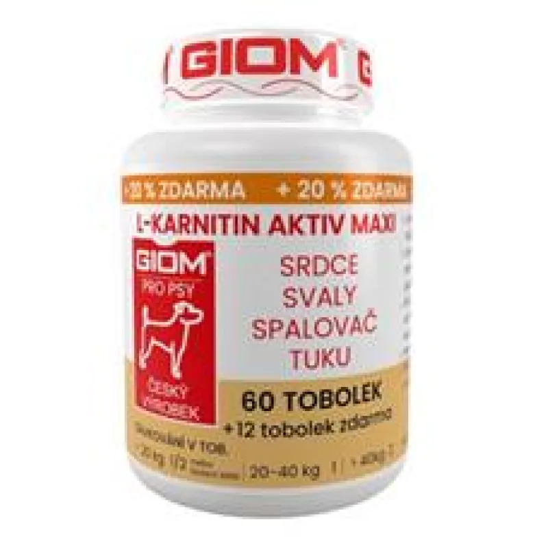 Giom pes L-karnitin Aktiv 60 MAXI tbl+20% zdarma 60 tobolek + 25% zdarma