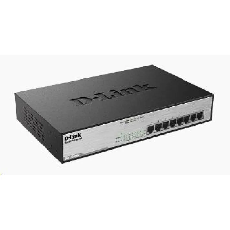D-Link DGS-1008MP 8-portový gigabitový prepínač PoE, 8x Gigabit PoE RJ45…