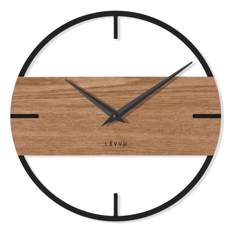 LAVVU Stylové dřevěné hodiny LOFT v industriálním vzhledu ⌀35cm LCT4010