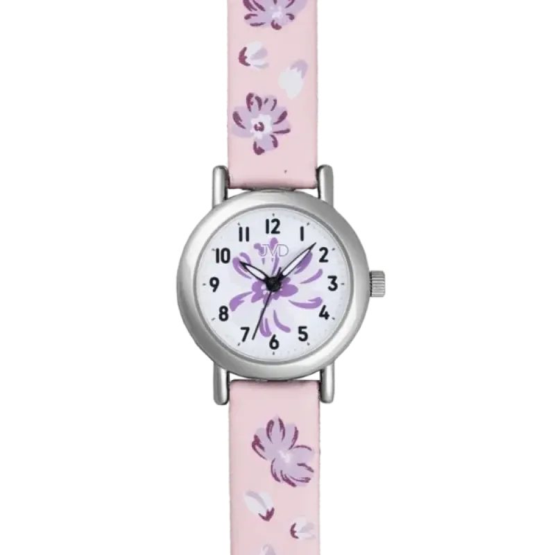 JVD Dětské dívčí růžové květinové hodinky JVD J7226.1