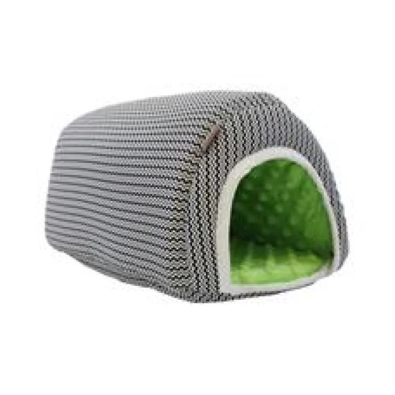 Domek dr.savec oblouk M, černobílé vlnky, hrášková minky 20x27x17cm 1 ks