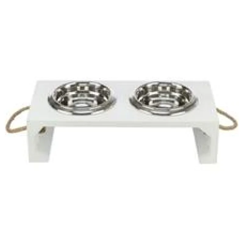 BE NORDIC bar s miskami, 2 × 0,4 l/ø 14 cm/38 × 18 × 10 cm, MDF/nerez, bílá 1 ks