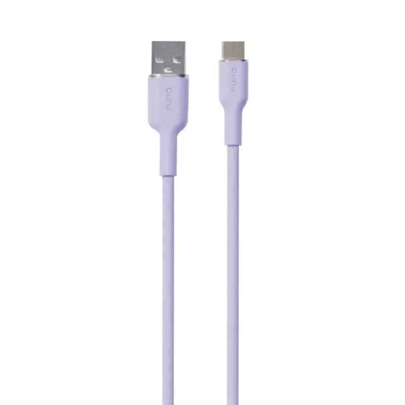 Puro kábel Soft Silicone Cable USB-A to USB-C 1.5m - Lavender…