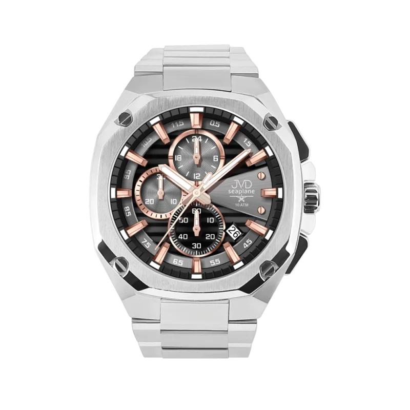 JVD Pánské ocelové vodotěsné ocelové hodinky - chronograf JVD JE1015.1 10ATM