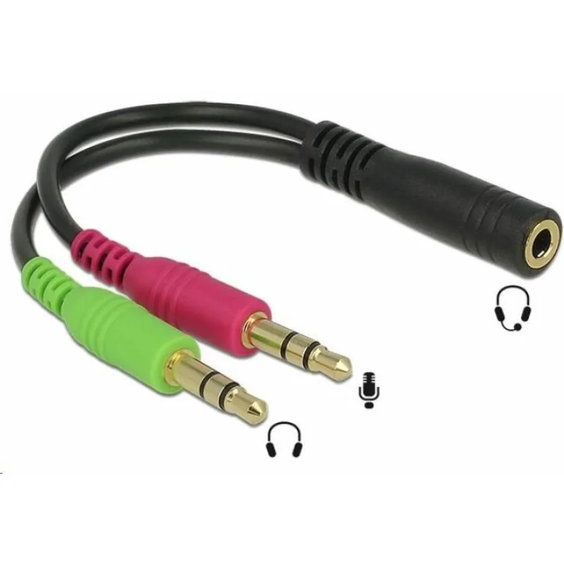Adaptér PREMIUMCORD 4-pólový jack3, 5 mm pre slúchadlá a mikrofón, 30 cm…