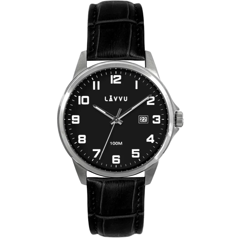 LAVVU Stříbrno-černé pánské hodinky ÖREBRO LWM0242