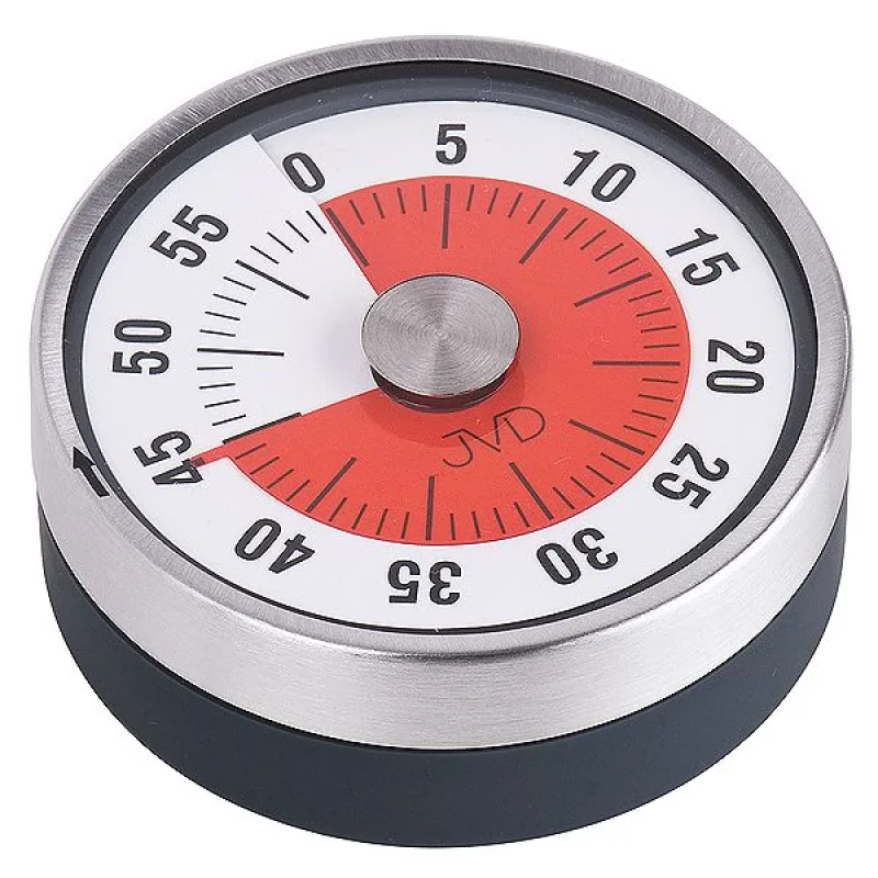 Černá mechanická kuchyňská minutka JVD DM77.3