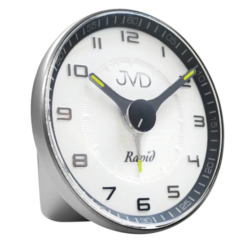 Stylové moderní analogový netikající tichý budík RAPID JVD SRPC08.1 
