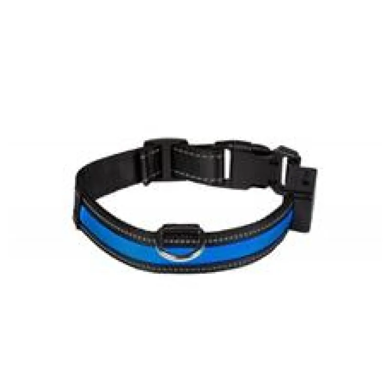 Svítící obojek , M, modrý