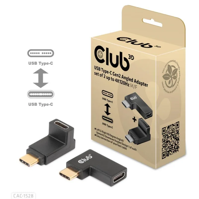 Club3D set adapterů USB-C Gen2 angled adapter set of 2, 4K120Hz, 240W, …